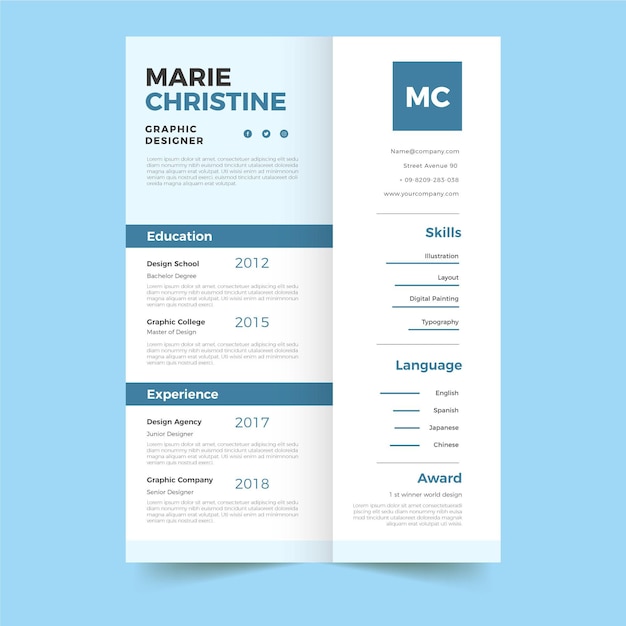 Minimalist design cv template