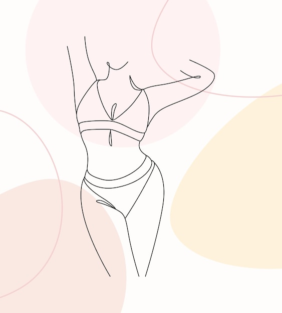 Vector minimalist design of sexy female body one line drawing style line arta