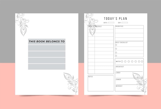 Минималистский дневник, ежедневные, ежемесячные и еженедельные страницы планировщика, дизайн набора векторных шаблонов