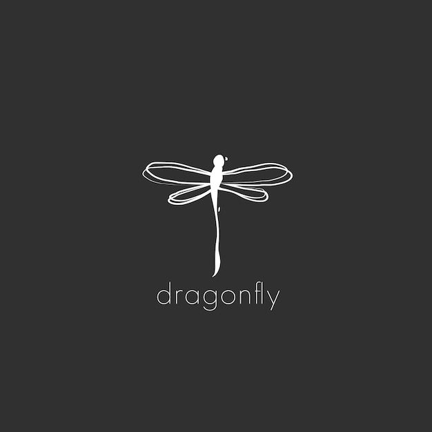 Vector minimalist dragonfly logo design with scratch style