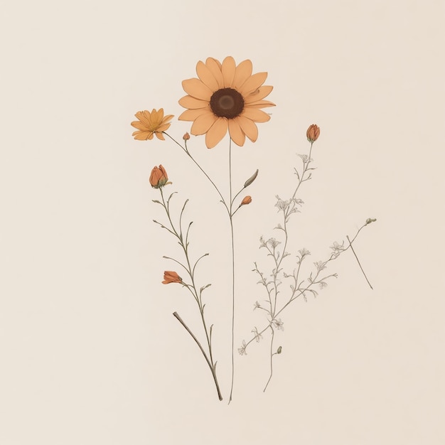 minimalist drawing of flowers