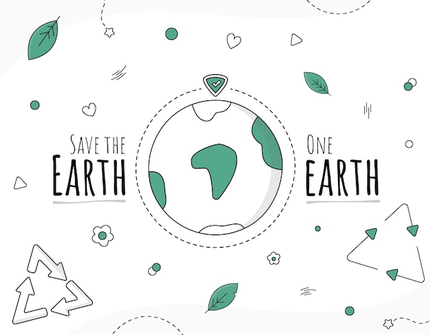 minimalist earth vector with environmental protection icons