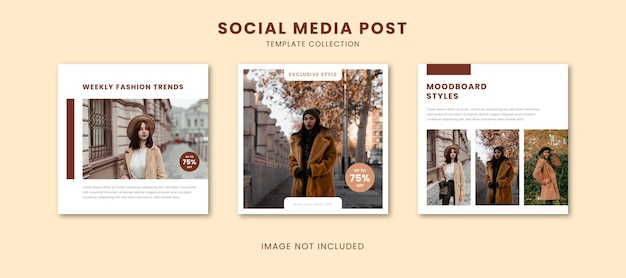 Collezione di promozione di post instagram modificabile minimalista per il business della moda