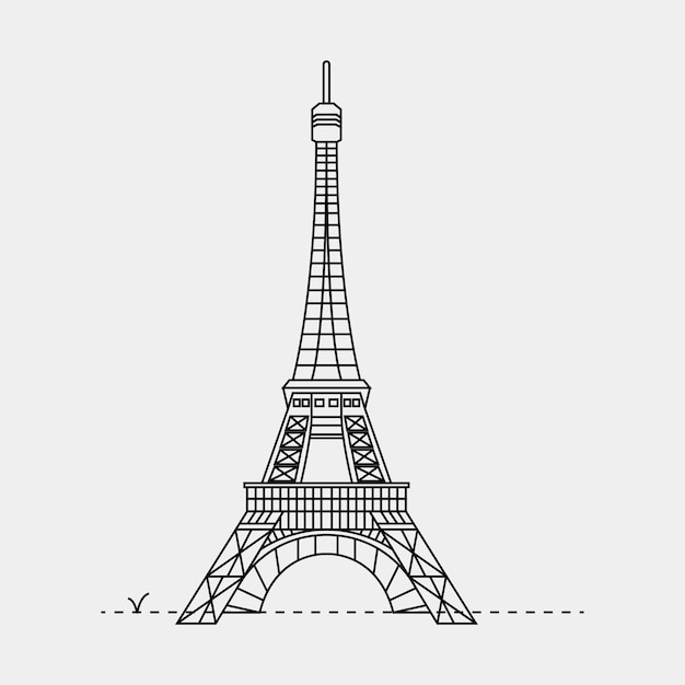 Vector minimalist eiffel tower vector illustration