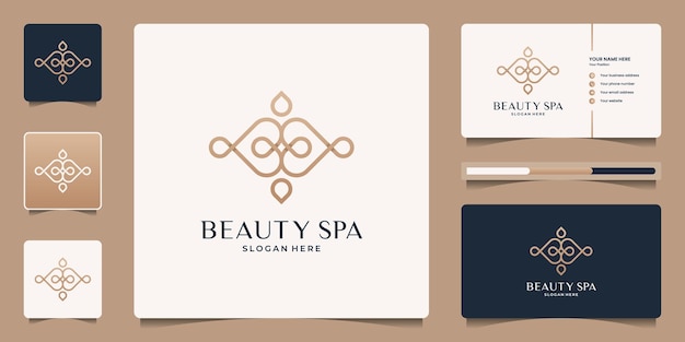 Design del logo e biglietto da visita minimalista elegante beauty spa.