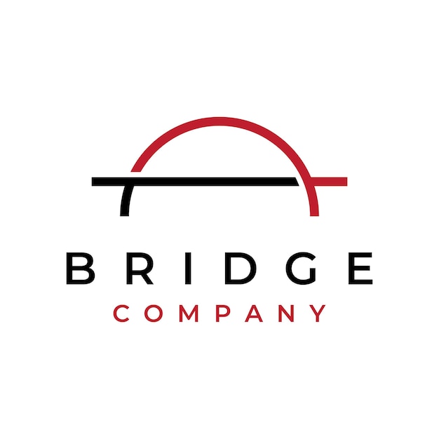 ベクターイラスト編集を使用した、モダンなコンセプトのミニマリストでエレガントな創造的な橋の建物のロゴ