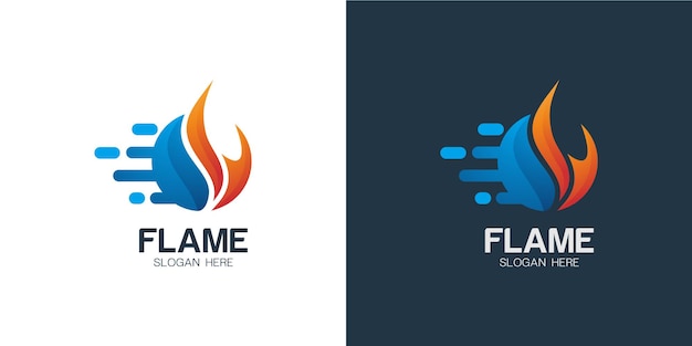 Minimalist elegant flame logo set