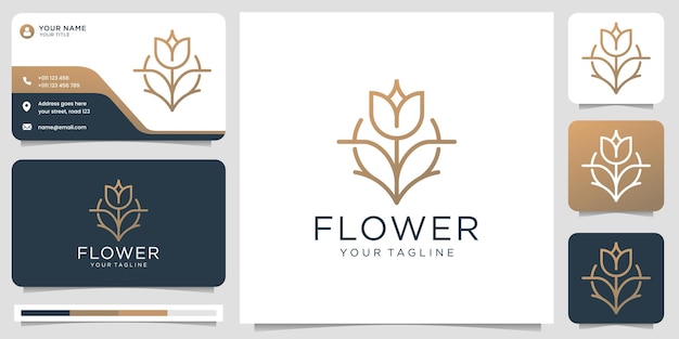 Минималистичные элегантные цветочные шаблоны логотипов и дизайн визиток