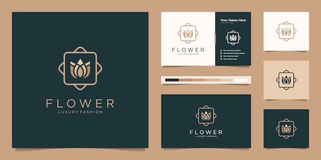 Minimalist elegant flower rose luxury beauty products. logo design and business card