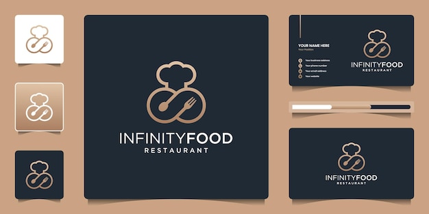 Minimalist elegant infinity with food symbol for restaurant, bar, cafe.