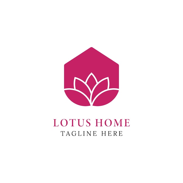 Minimalist elegant lotus home logo with plant tree flower organic house