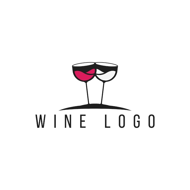 Minimalist elegant and modern wine glass logo template great for beverage business wine simple logo