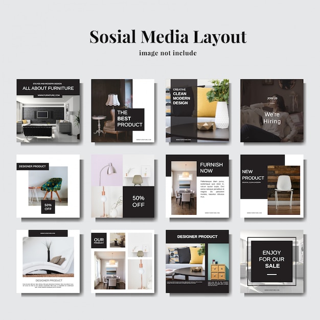 Vettore layout di social media minimalista ed elegante