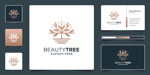 Minimalist elegant tree logo design inspiration with business card