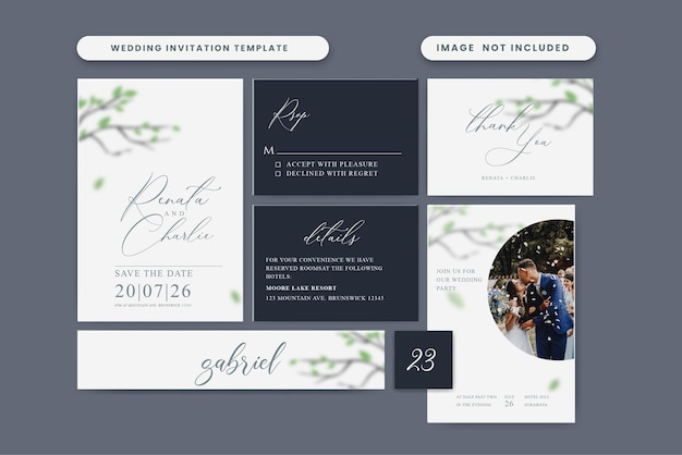 Minimalist and elegant wedding invitation set with premium modern table number