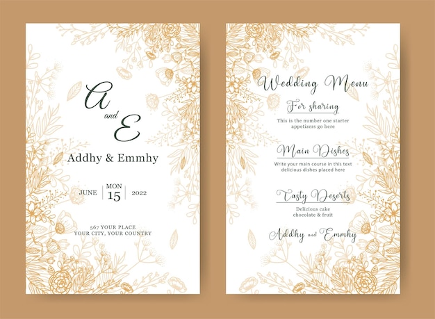 Gold Elegant Wedding Invitation Editable Minimalist Wedding 