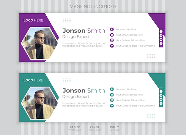 Minimalist email signature and personal social media cover design