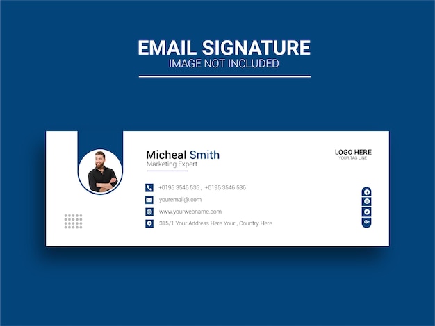 Design minimalista del modello di firma e-mail o piè di pagina dell'e-mail e copertina dei social media personali