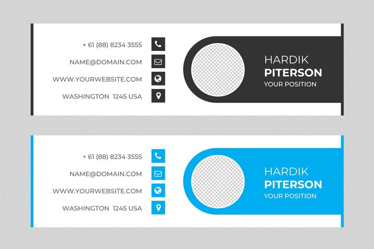 Vector minimalist email signature template or email footer and personal social media cover banner design