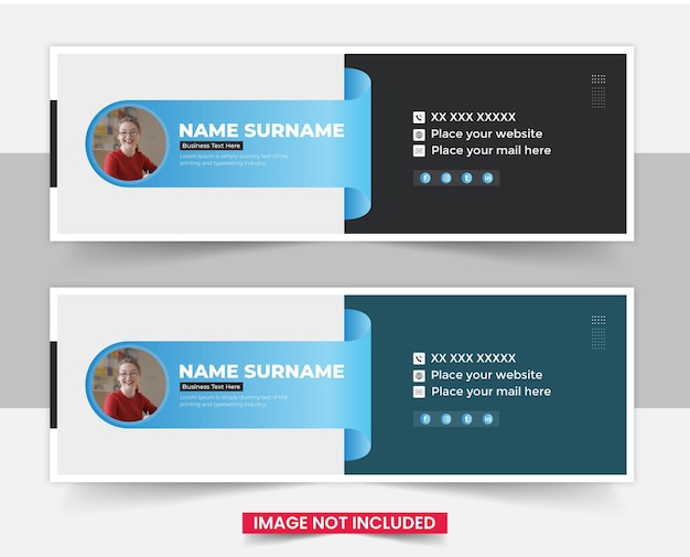 Modello minimalista di firma e-mail o piè di pagina e-mail e modello di copertina dei social media personale