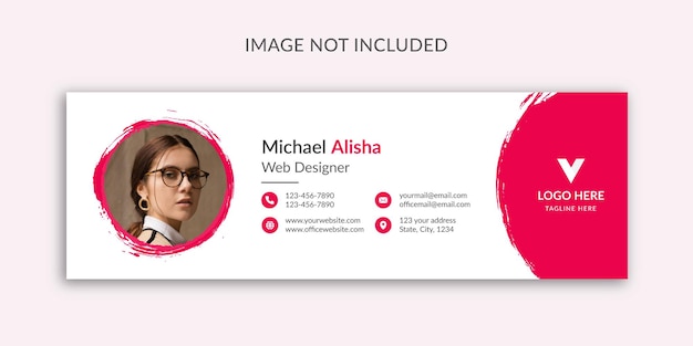 minimalist email signature template and personal social media email footer cover premium vector