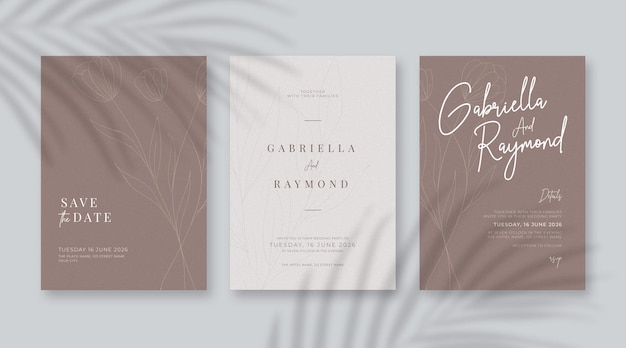 Minimalist engraving wedding card template