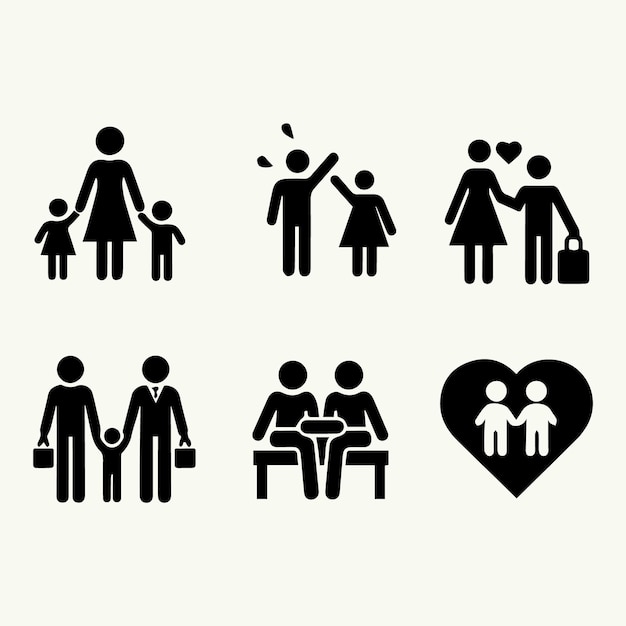 Vector minimalist familly icon parents symbol vector illustration cute family icon