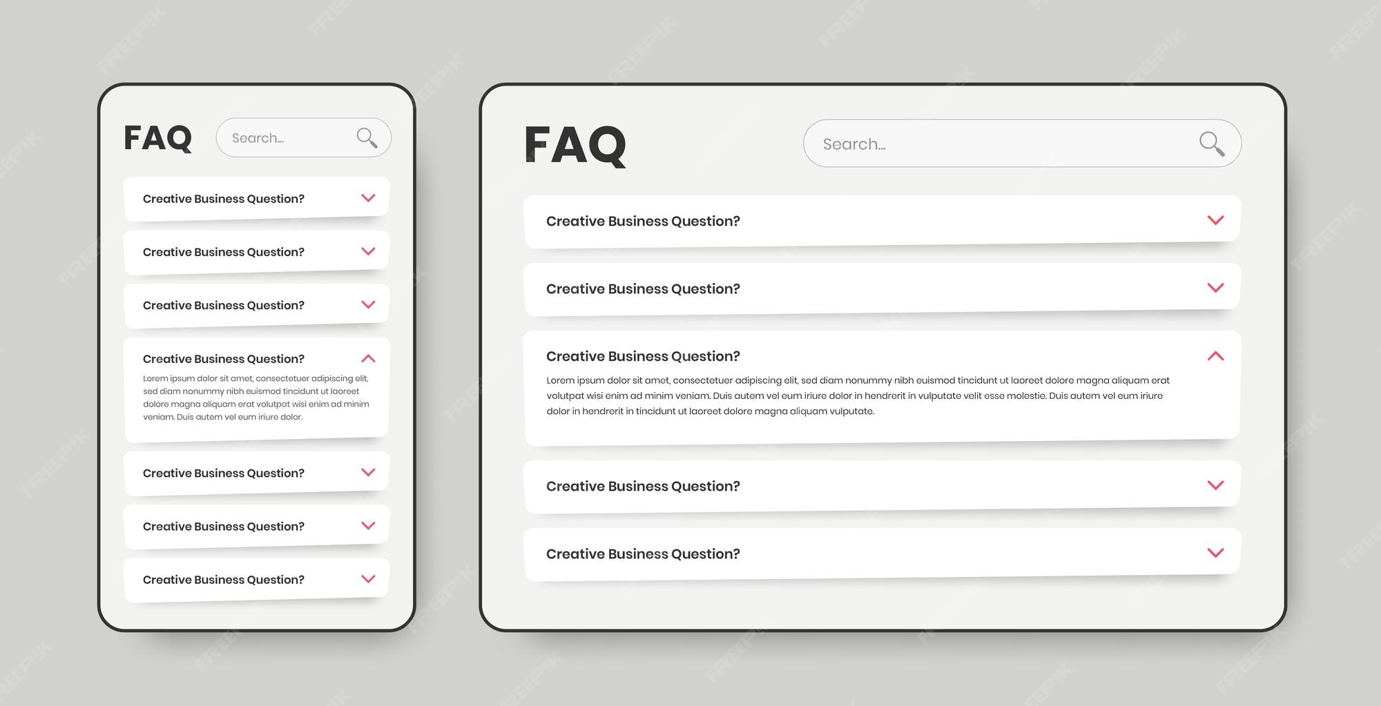 Premium Vector | Minimalist faq or frequently asked question ui layout ...
