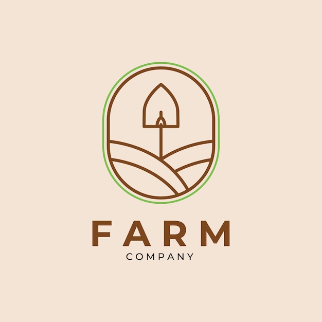 Design minimalista del modello vettoriale dell'emblema del logo della linea di fattoria