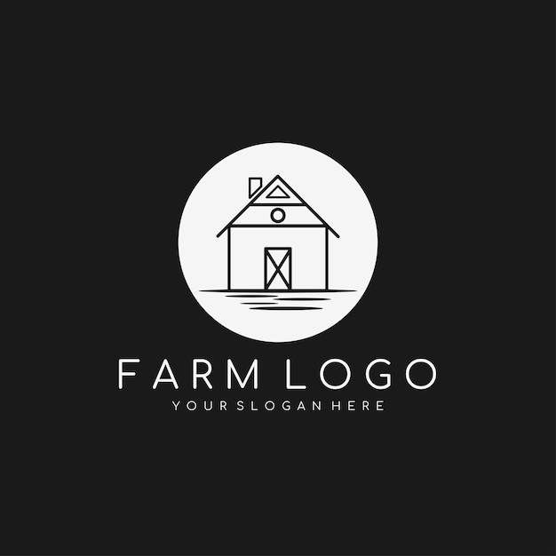 Minimalist farm logo template village house logo design vector illustration