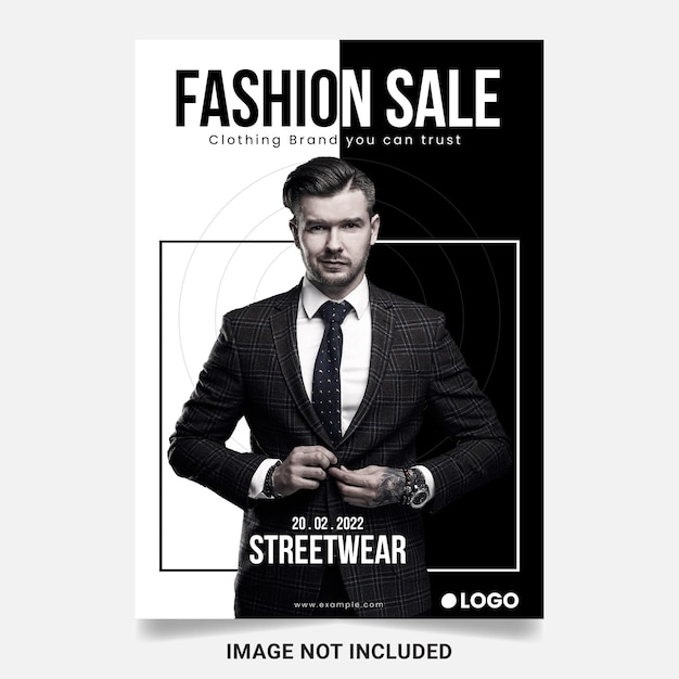 minimalist fashion sale promotion banner or flyer for social media post template