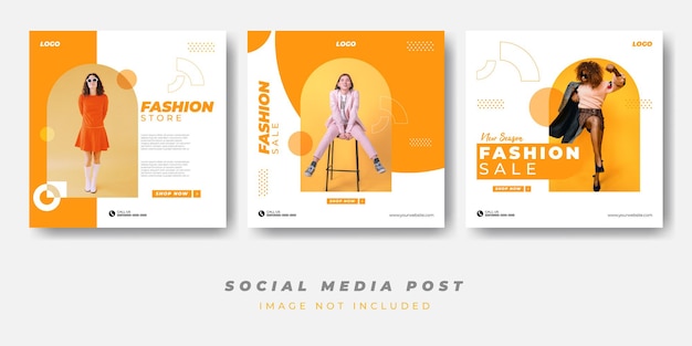 Minimalist fashion sale social media post template collection