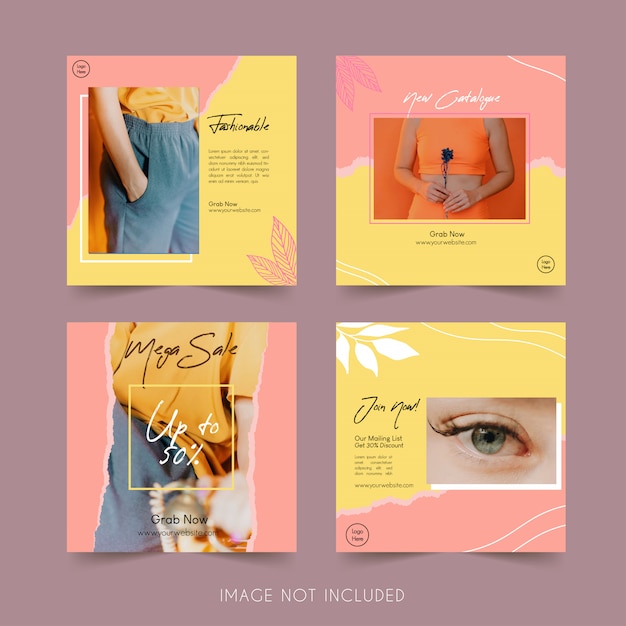 Vector minimalist fashion social media instagram template bundle post