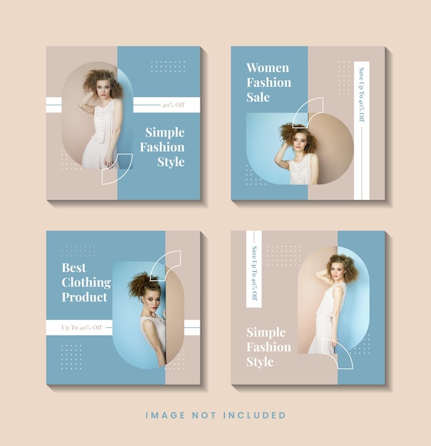 Minimalist fashion social media post template collection