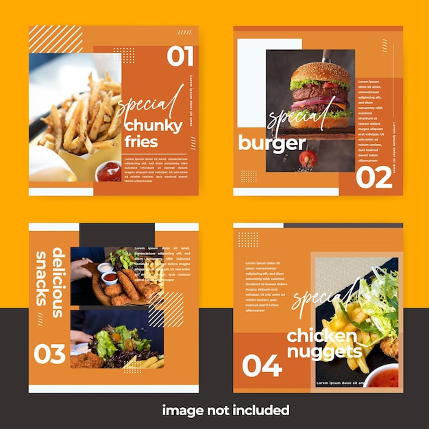 minimalist Fast food banner social media post template collection