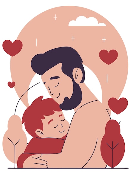 Minimalist father line art on white background