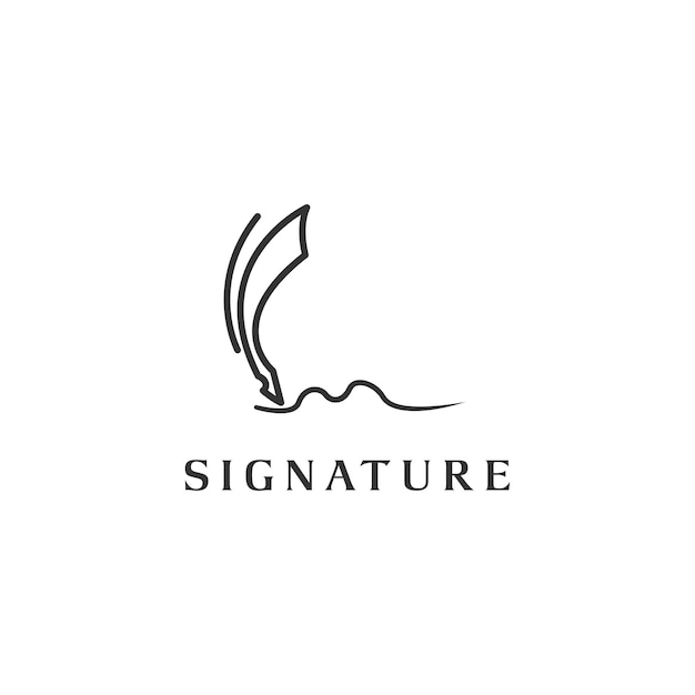 Icona minimalista del vettore della penna piuma per il design del logo della scrittura a mano della firma 3