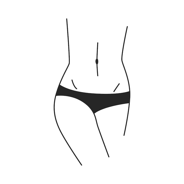 Vector minimalist female body part belly and hips