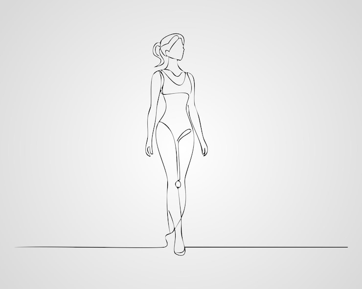 Vector minimalist female fashion model outline illustration one line art woman illustratio