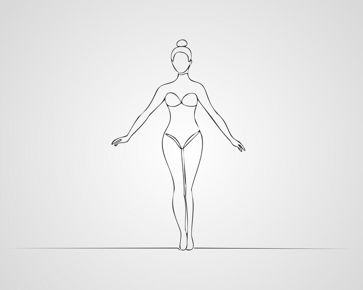 Vector minimalist female fashion model outline illustration one line art woman illustratio
