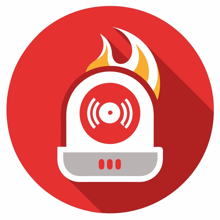Vector minimalist fire alarm clip art icon for safety alerts