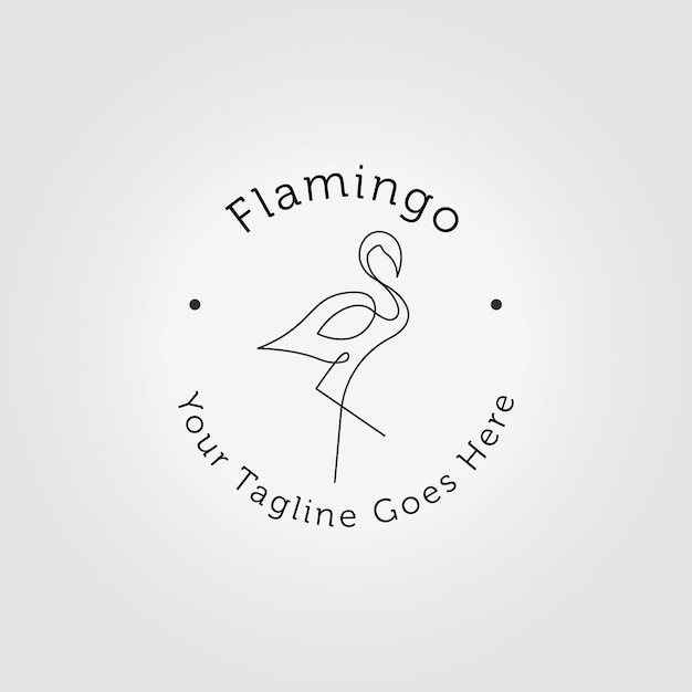 Minimalist flamingo bird logo design illustration vector line art icon