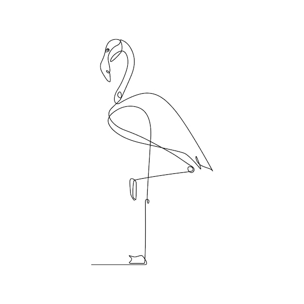 Minimalist flamingo continues line art drawing