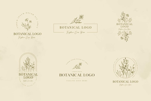Vettore insieme di modelli di logo floreale e botanico minimalista