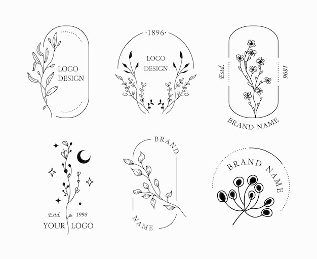 Minimalist floral logo design set