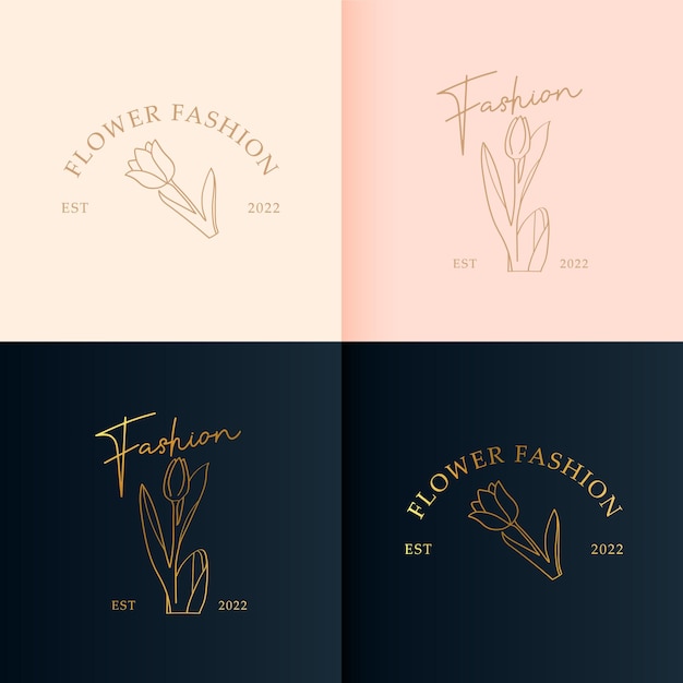 Minimalist floral logo set in decorative style