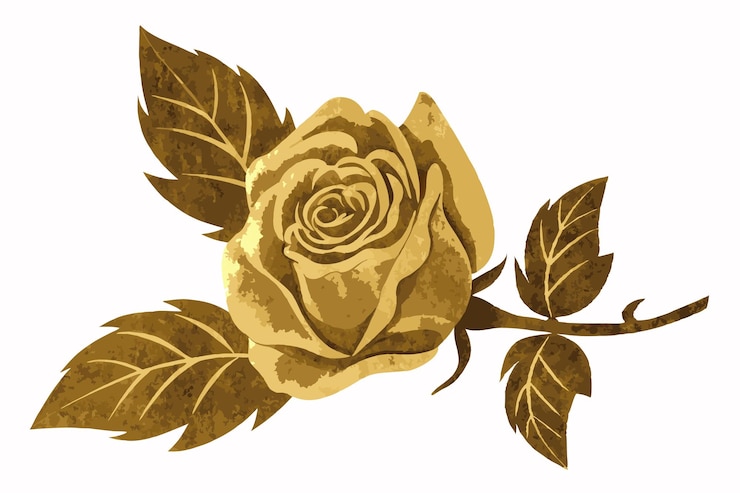 Vector minimalist flower in gold foil color vector
