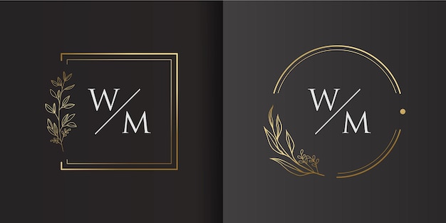 minimalist flower logo concept circle and box template