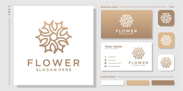 Minimalist flower logo ornament with line art