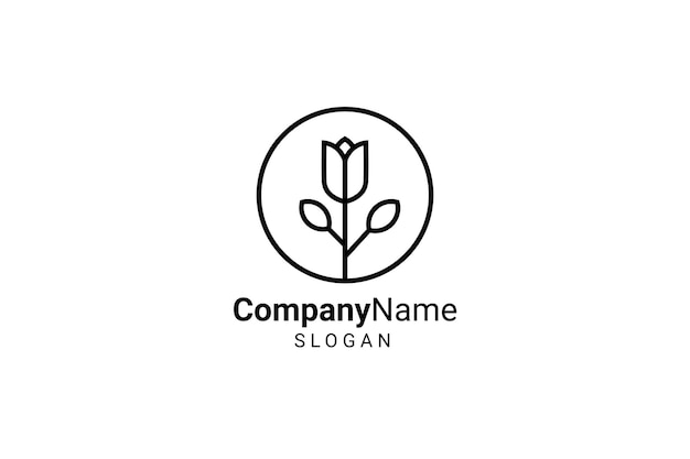 Minimalist flowers logo design template